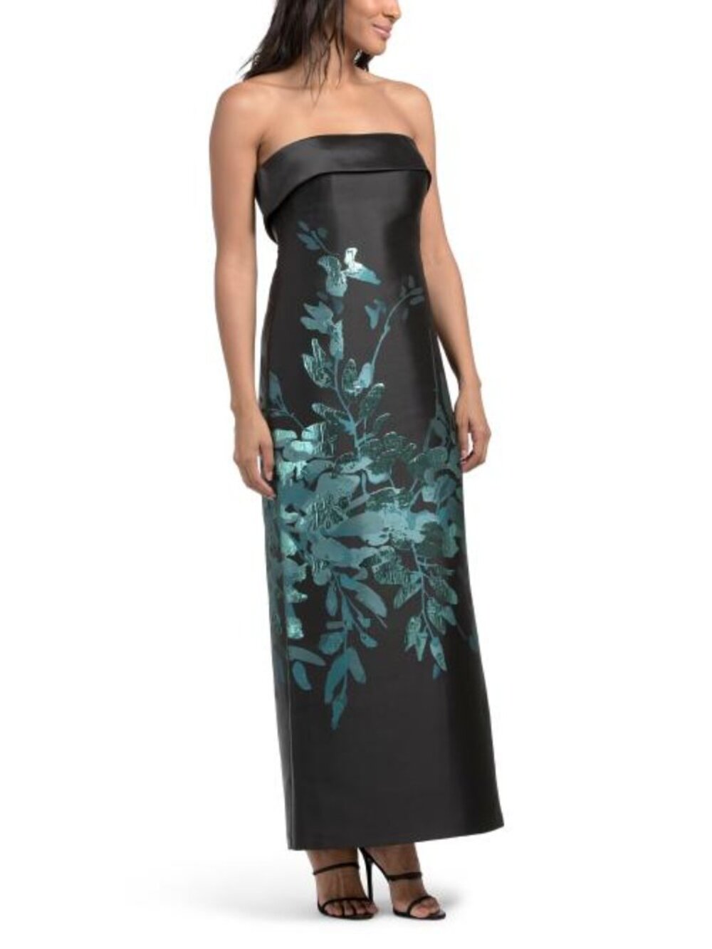 AIDAN MATTOX Strapless Floral Dress